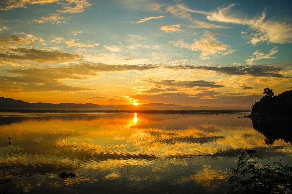 sun rise, nature, morning, sky, water, landscape